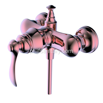 Válvula multifuncional de latão para chuveiro e alça em ouro rosa